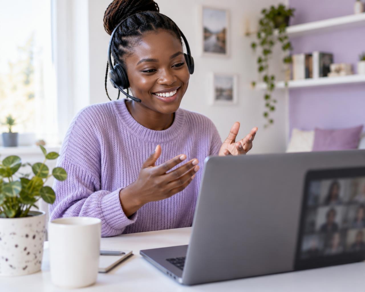 A friendly video call with a client
